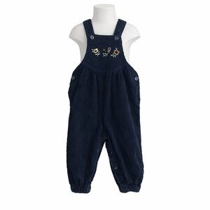 Size 6M Sweet Treasures Vintage Baby Corduroy Overalls Floral Navy Cotton Outfit
